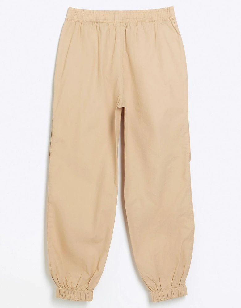 Girls Pull On Cargo Trousers - Dark Beige