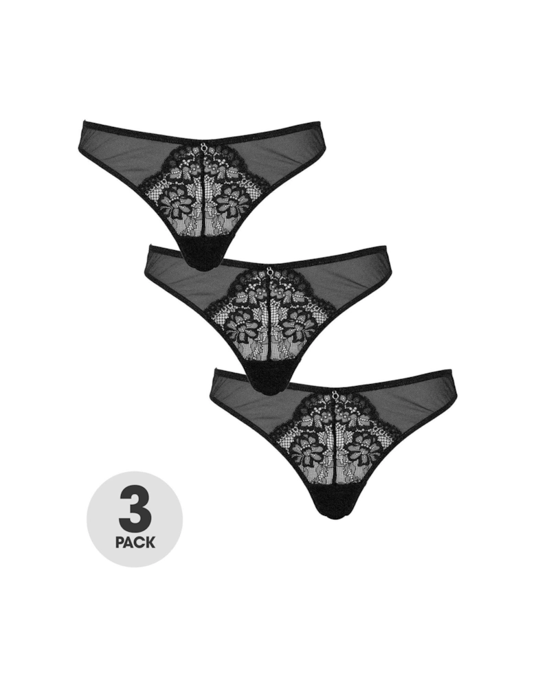 Sexy Lace Planet 3PP Thong Black