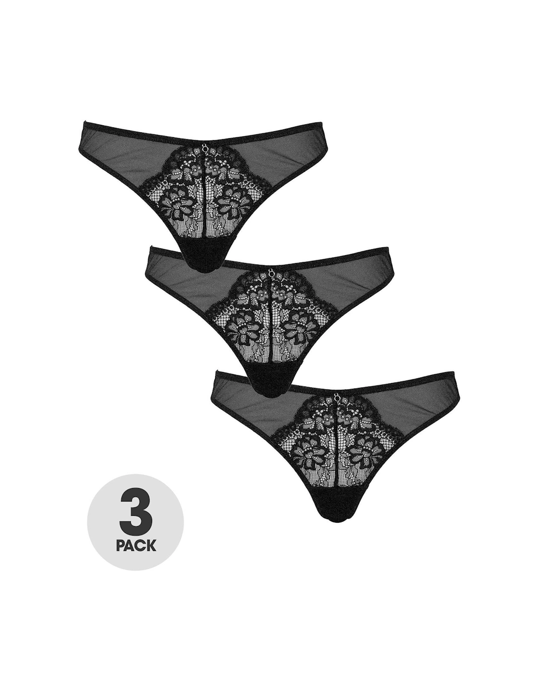 Sexy Lace Planet 3PP Thong Black, 2 of 1
