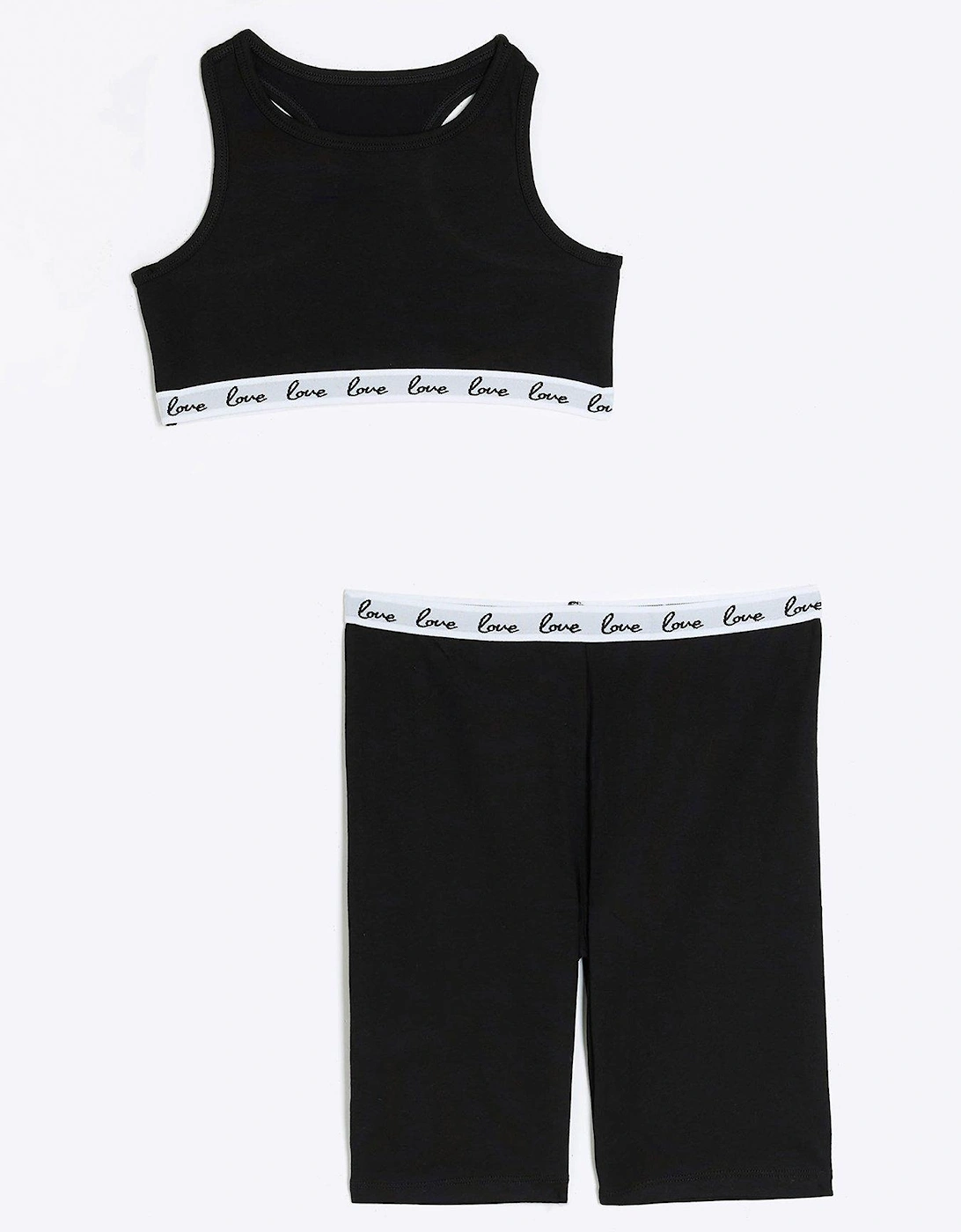 Girls Crop Top and Cycling Shorts Set - Black, 5 of 4