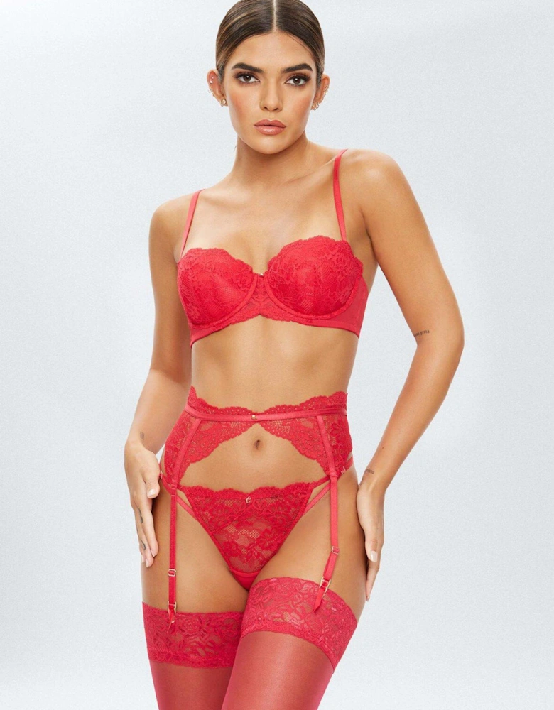 Sexy Lace Planet Suspender Belt Red