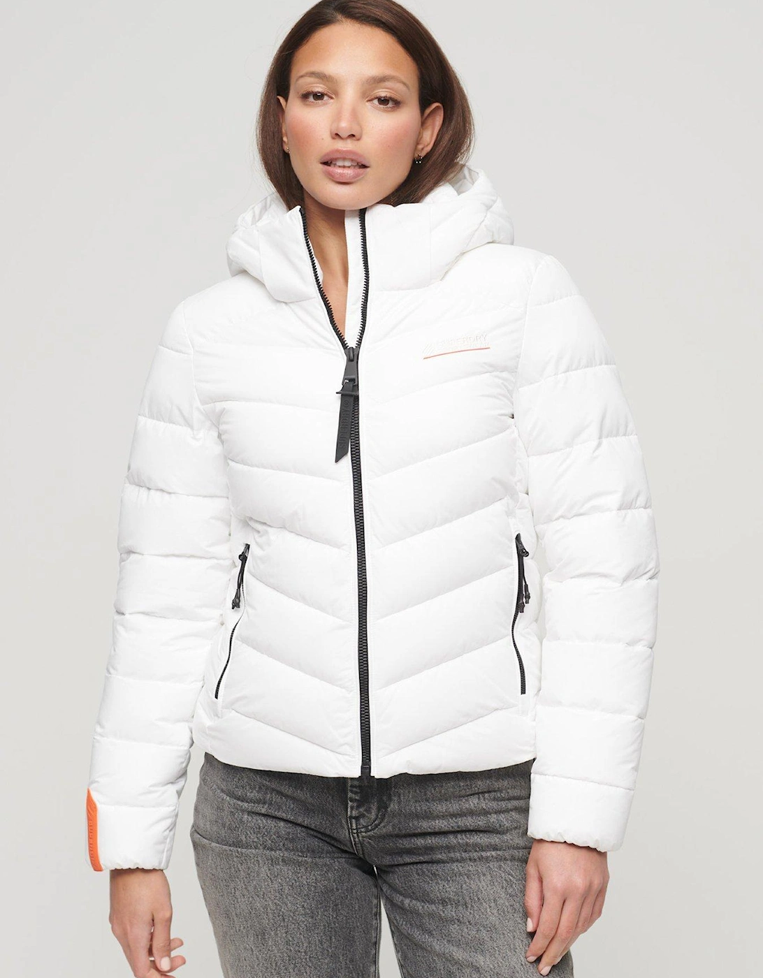 Hooded Microfibre Padded Jacket - White, 2 of 1