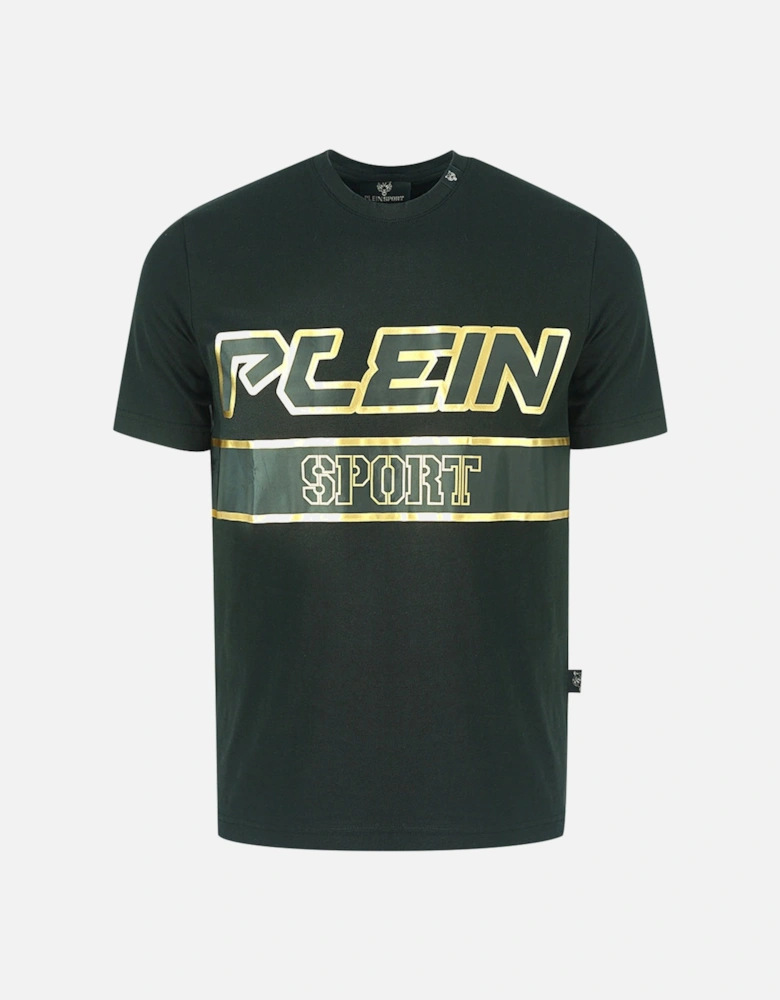 Plein Sport Gold Block Logo Black T-Shirt