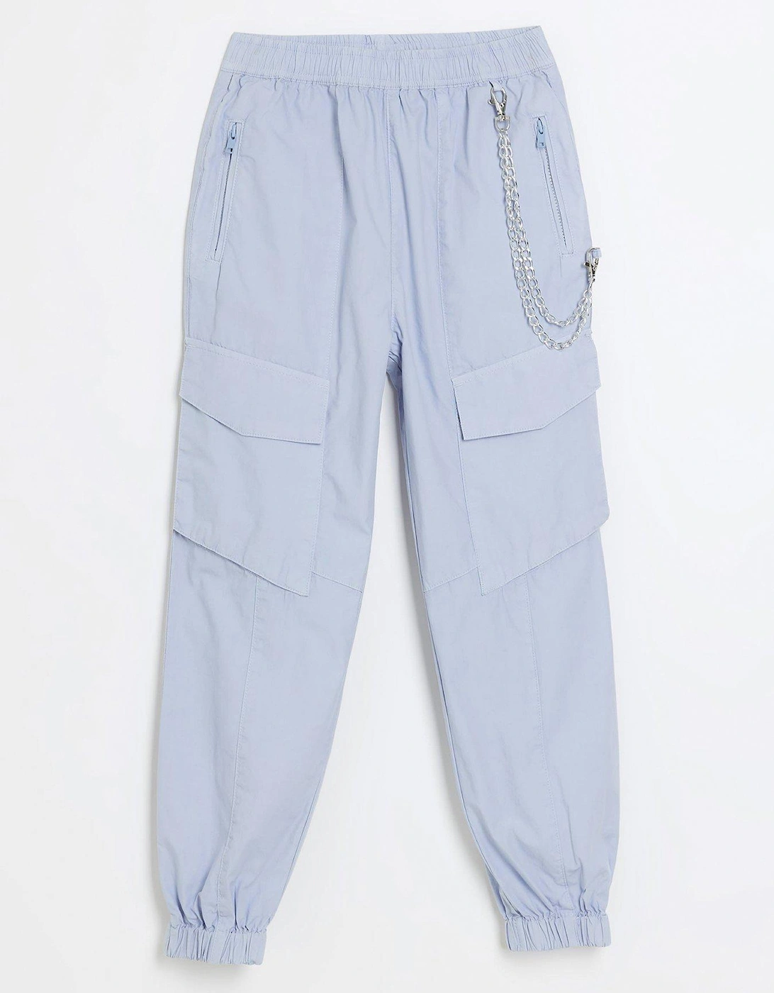 Girls Chain Cuffed Cargo Trousers - Blue, 3 of 2