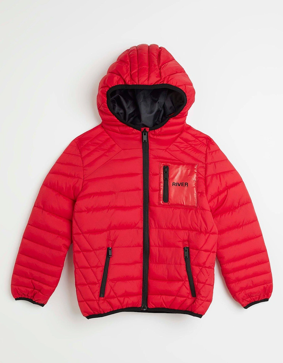 Boys Hooded Puffer Coat - Red, 3 of 2