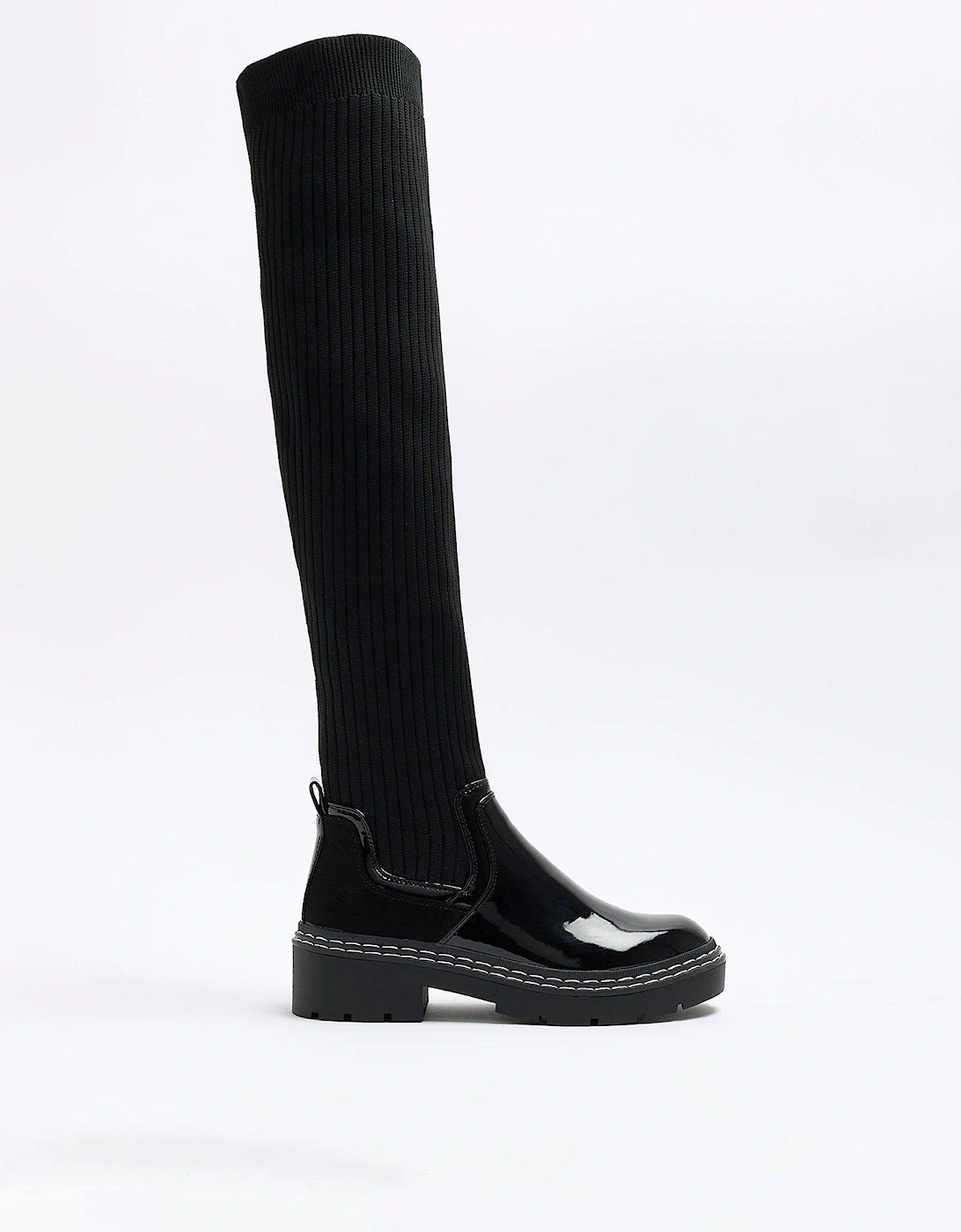 Knitted High Leg Boot - Black, 6 of 5