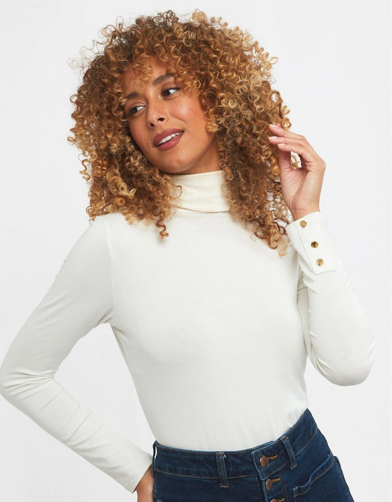 Roll Neck Top Jersey - White