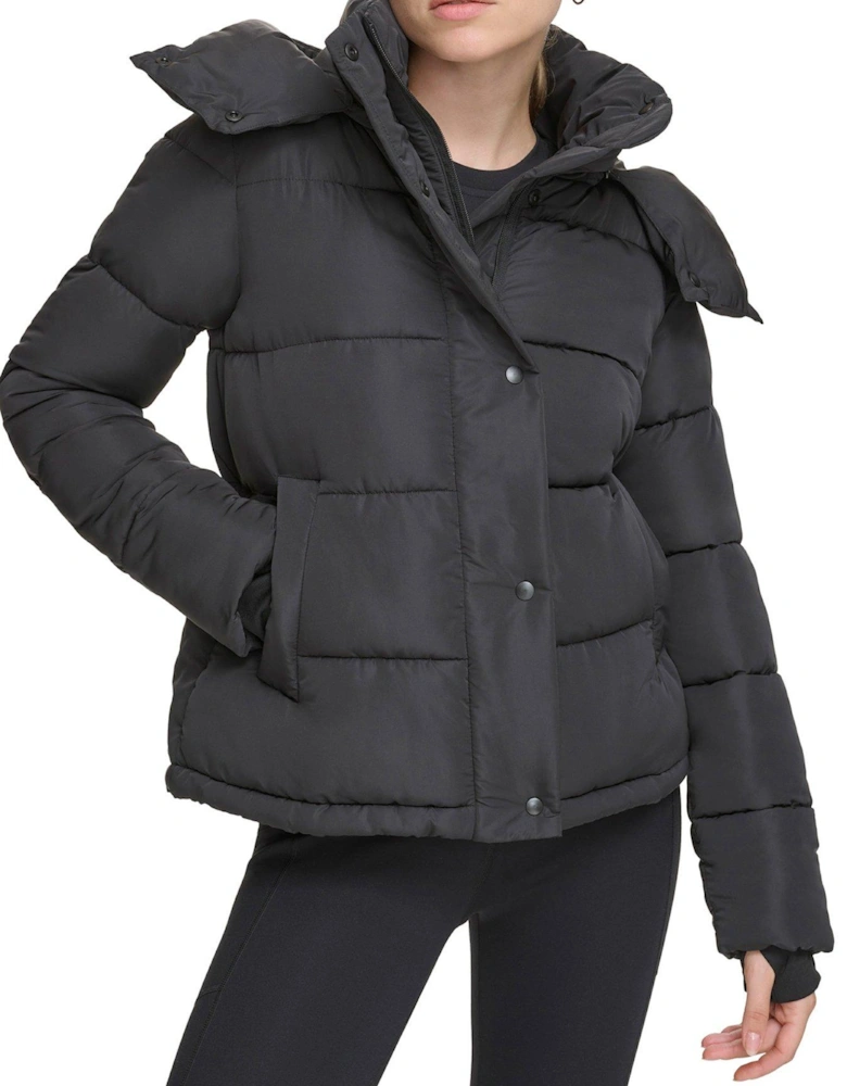 Lightweight Hooded Padded Jacket - Black