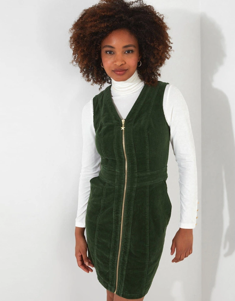 Zip Cord Pinafore Dress - Green