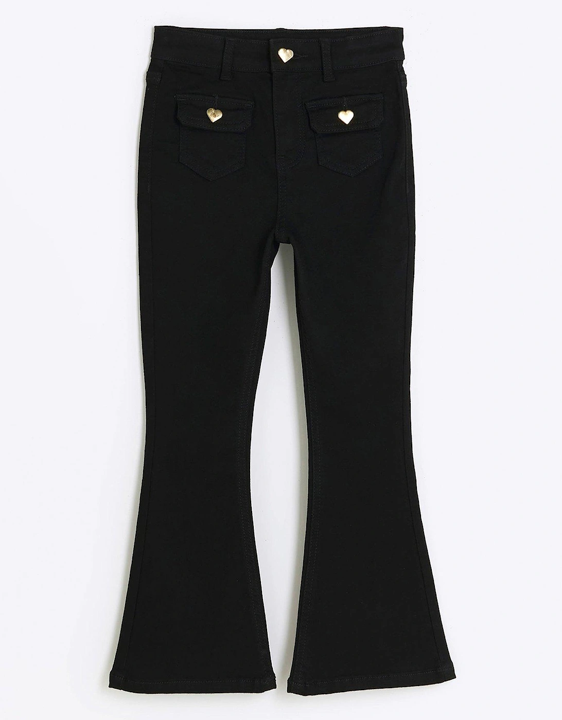 Girls Front Pocket Flare Jeans - Black, 5 of 4