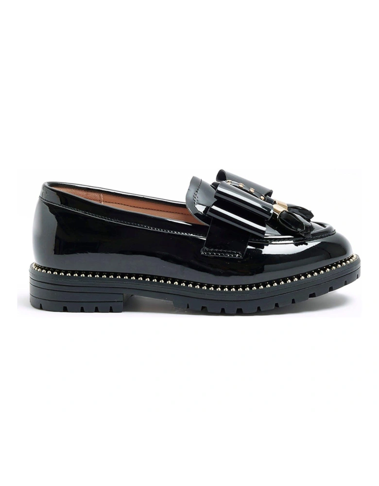 Girls Bow Chunky Loafers - Black