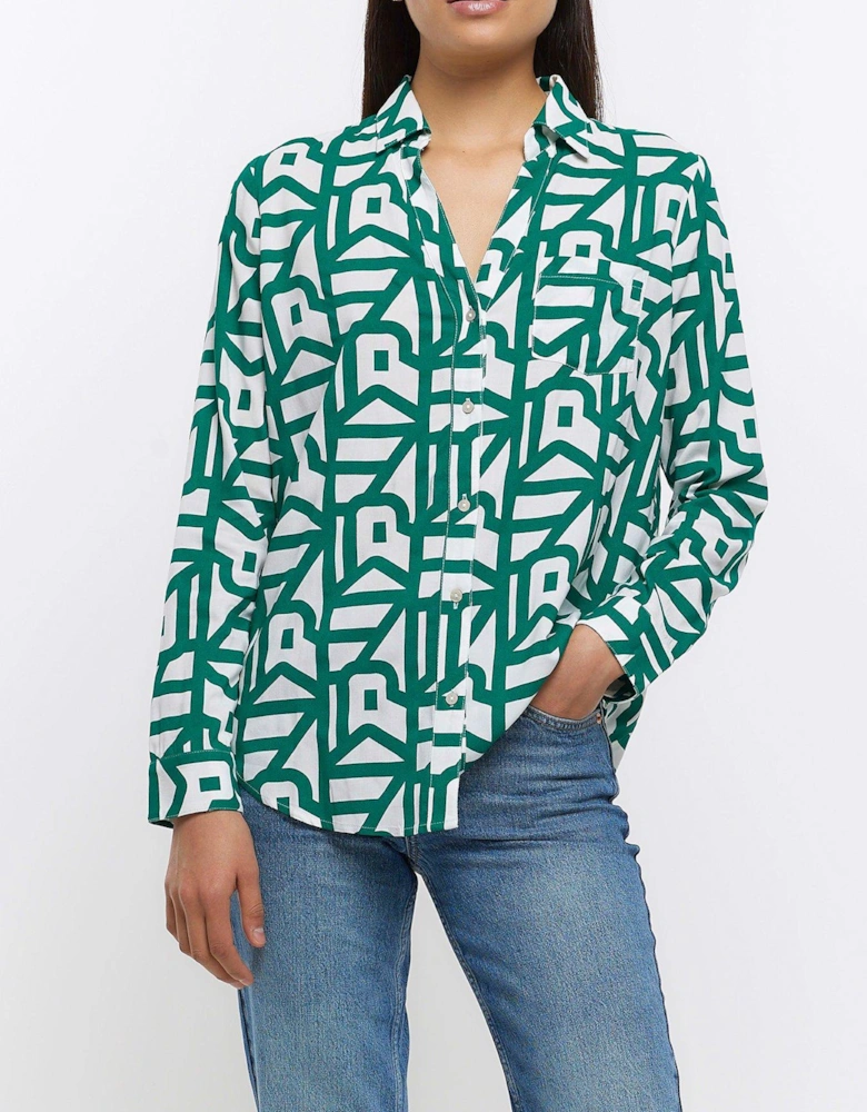 Geo Printed Shirt - Green