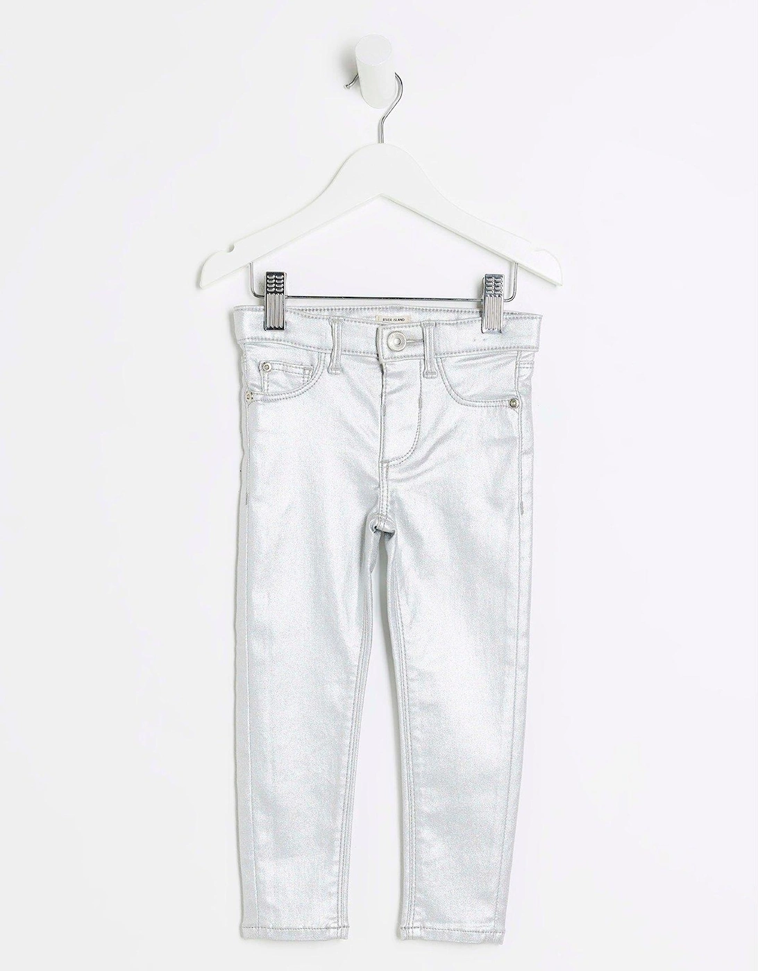 Mini Girls Coated Skinny Molly Jeans - Silver, 5 of 4