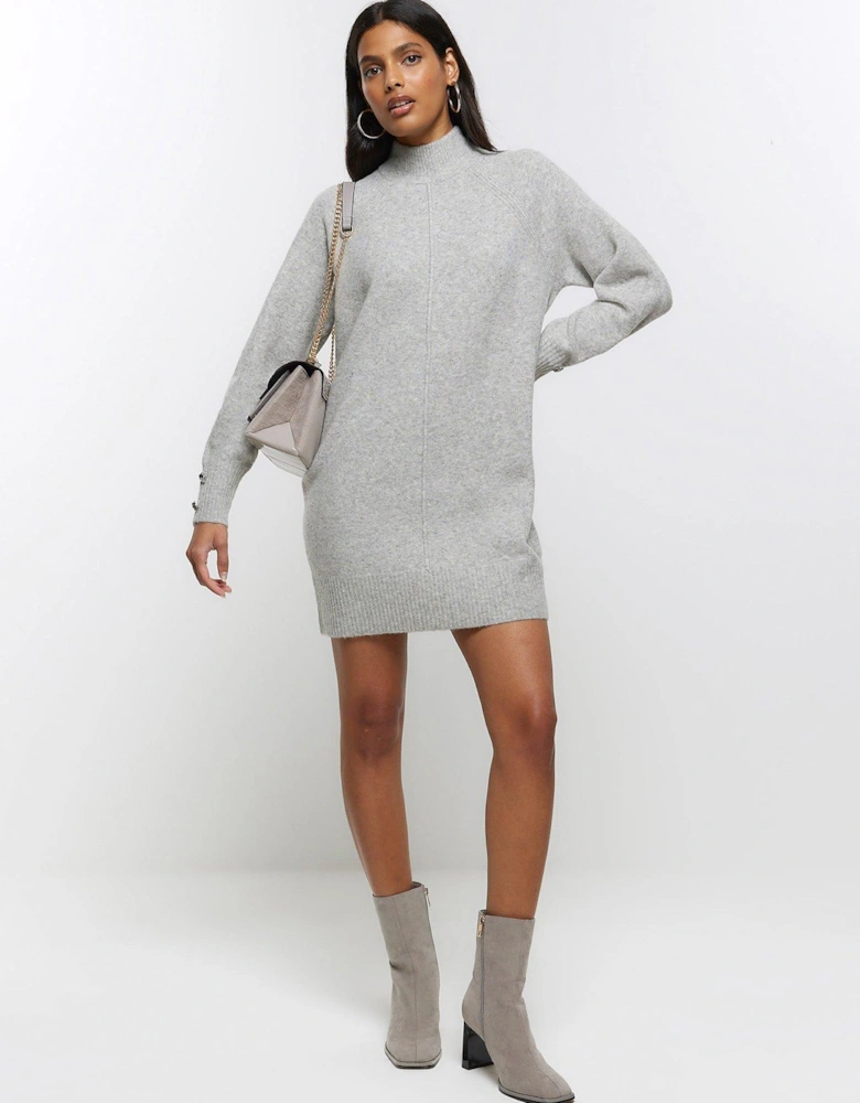 Cosy Jumper Dress - Grey Marl