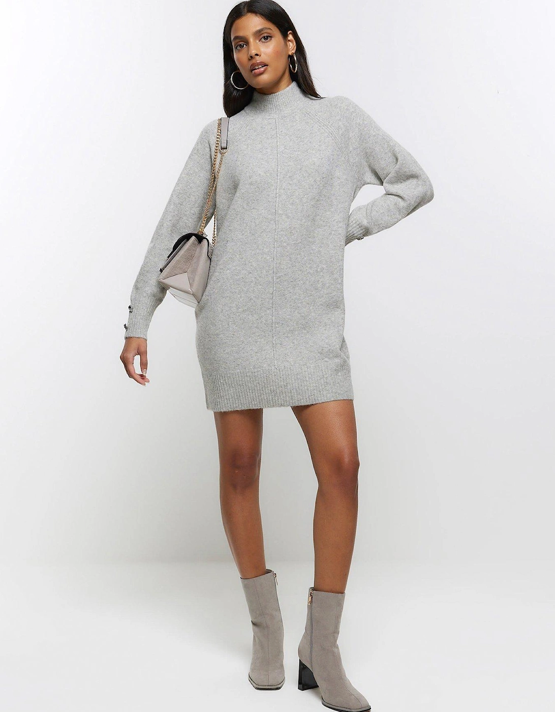 Cosy Jumper Dress - Grey Marl, 3 of 2