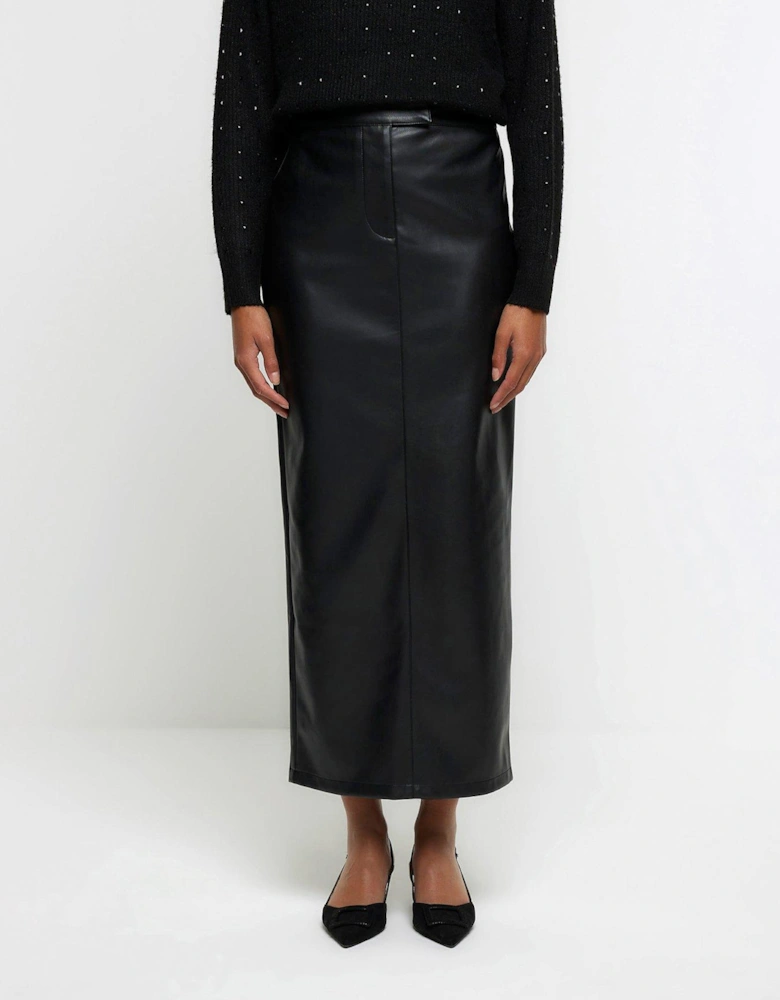 Tailored PU Skirt - Black