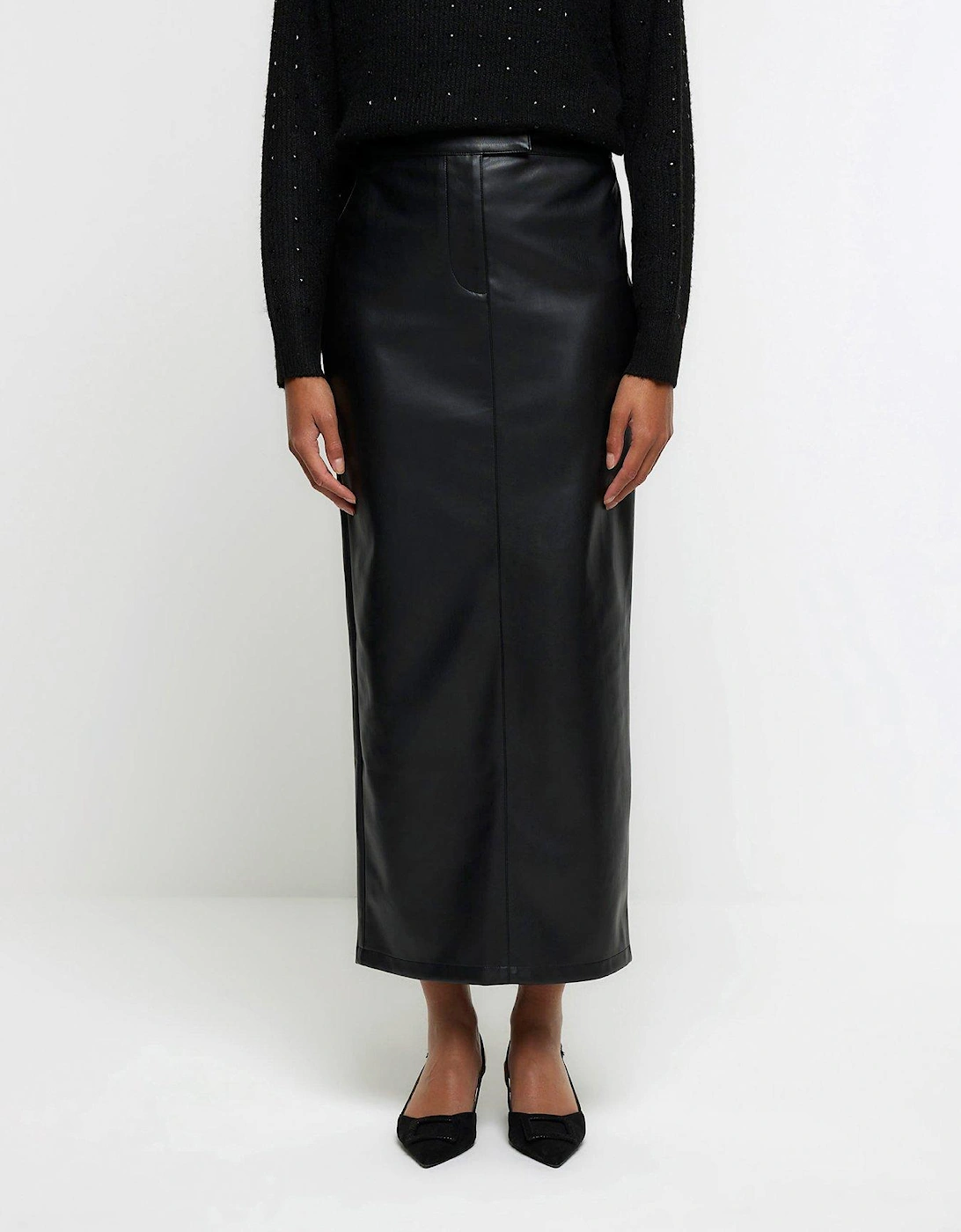 Tailored PU Skirt - Black, 2 of 1