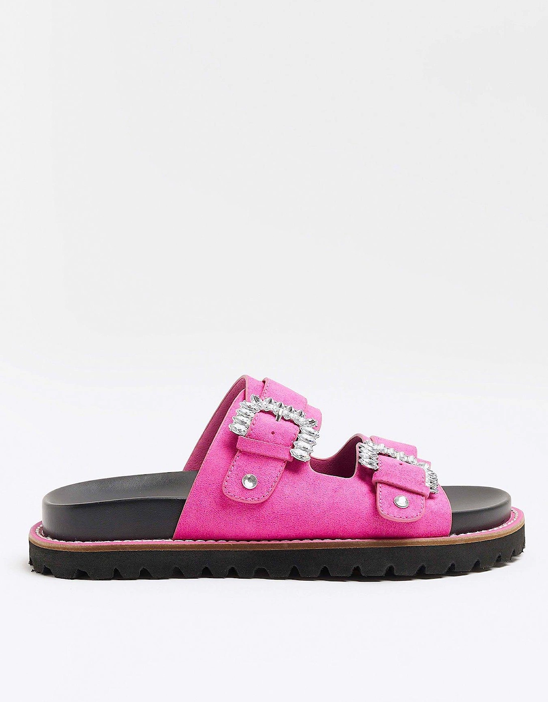 Wide Double Buckle Flat Sandal - Bright Pink, 3 of 2