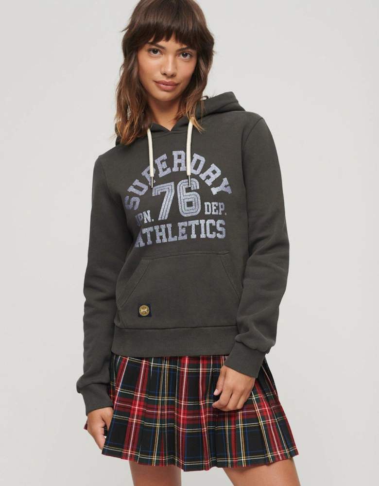 Scripted College Graphic Hoodie - Black