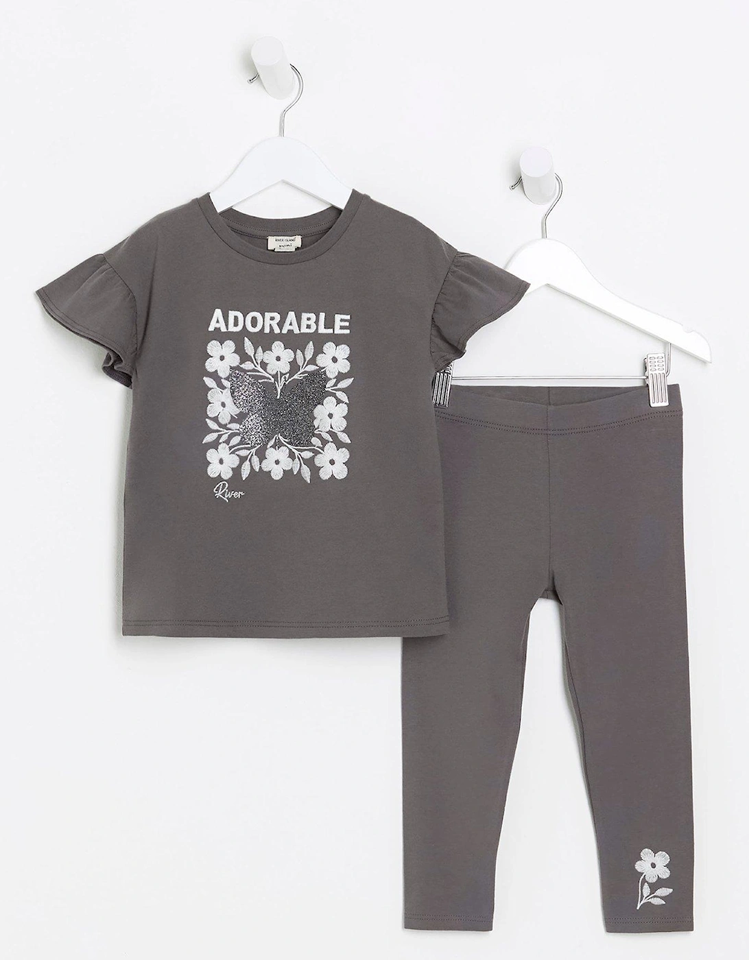 Mini Mini Girl Butterfly T-Shirt Set - Grey, 3 of 2