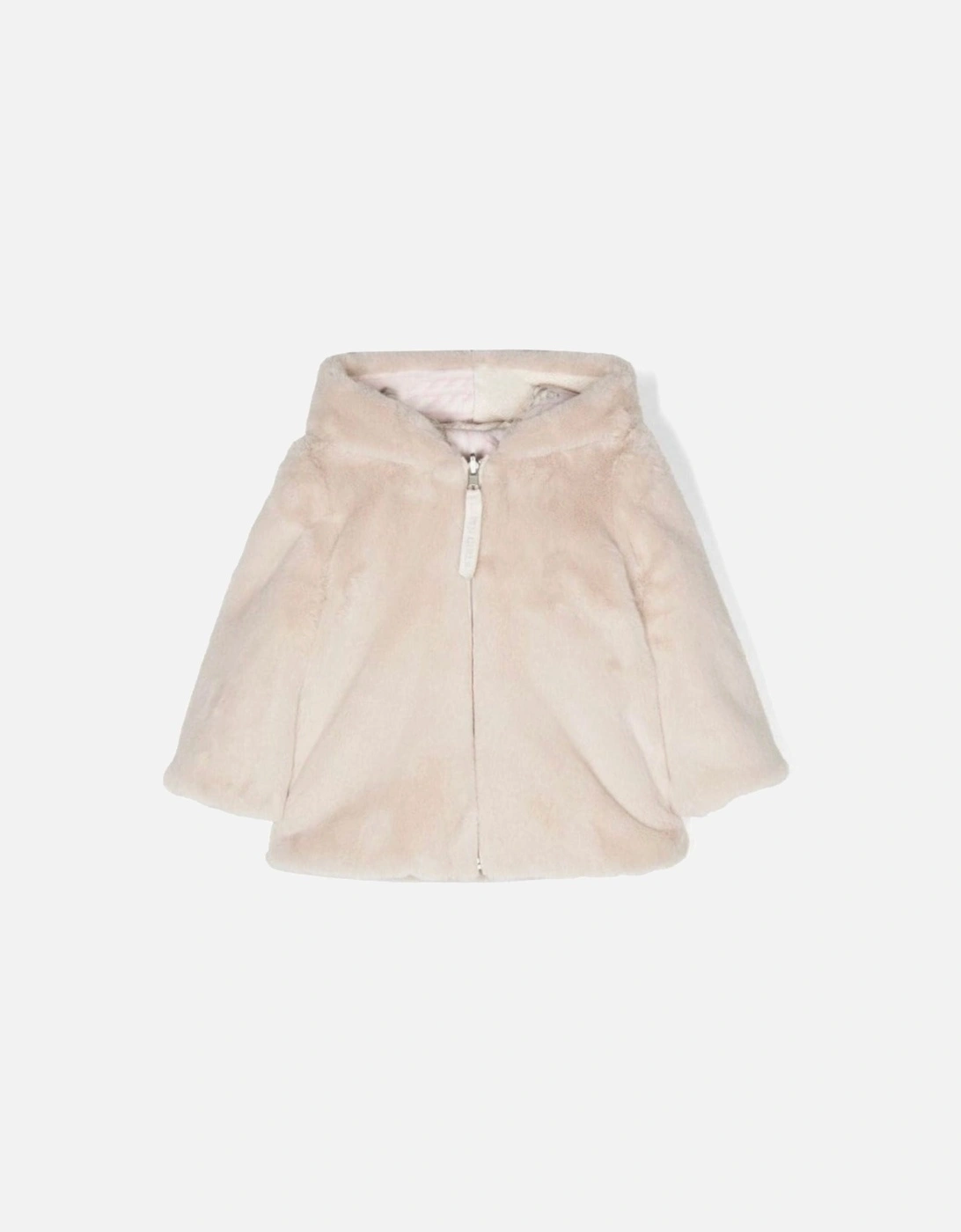 Girls Pink Faux Fur Reversible Coat, 4 of 3