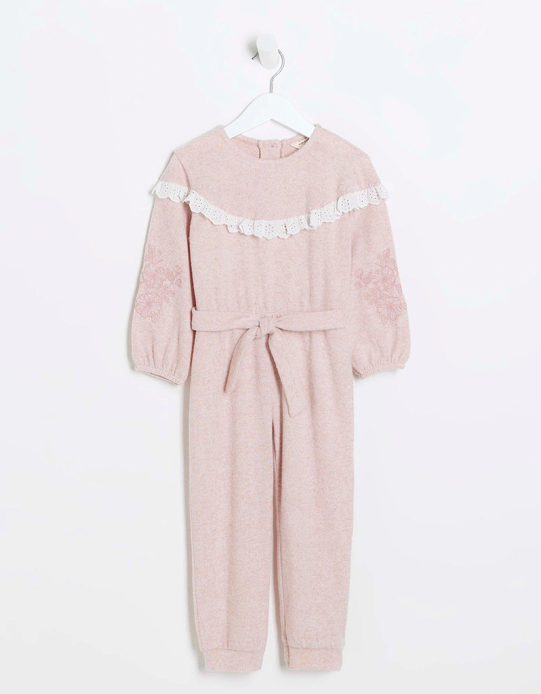 Mini Girl Broderie Cosy Jumpsuit - Pink, 5 of 4