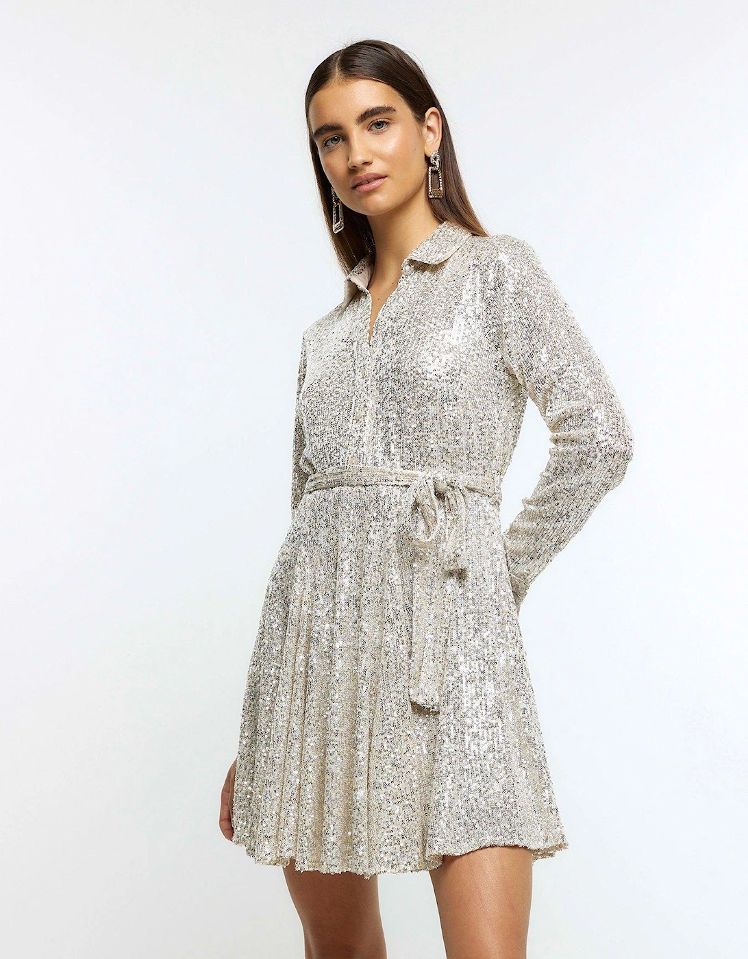 Sequin Mini Dress - Silver, 6 of 5