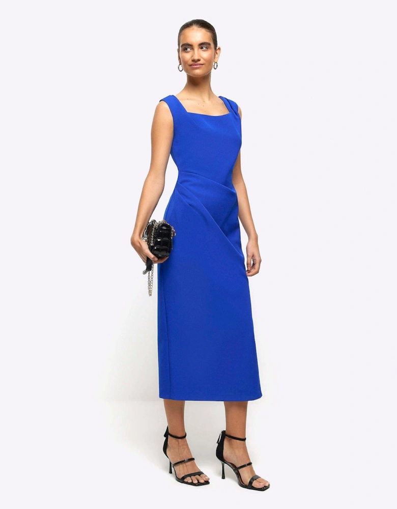Ruched Bodycon Dress - Bright Blue