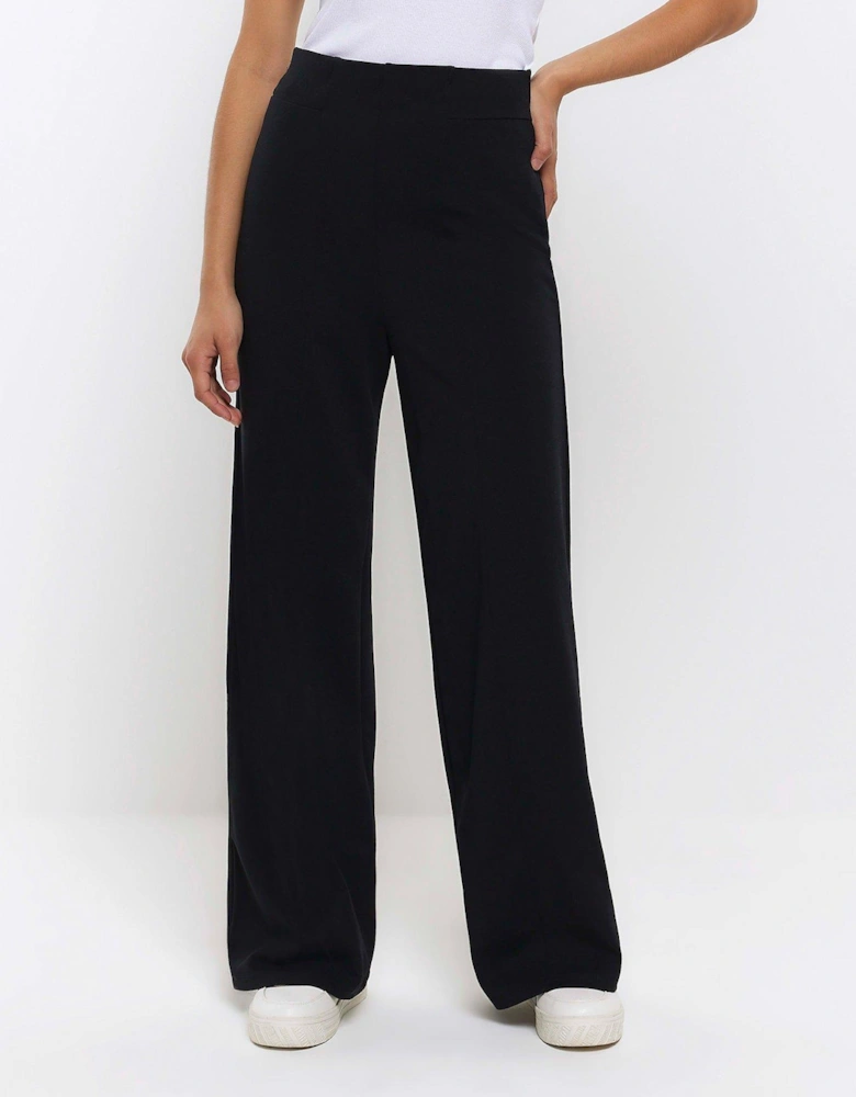 Stitch Detail Wide Leg Trouser - Black