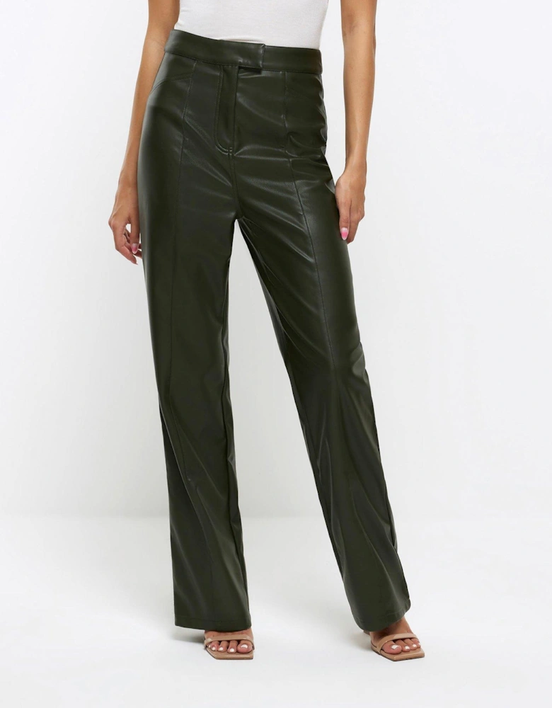 Faux Leather Straight Trousers