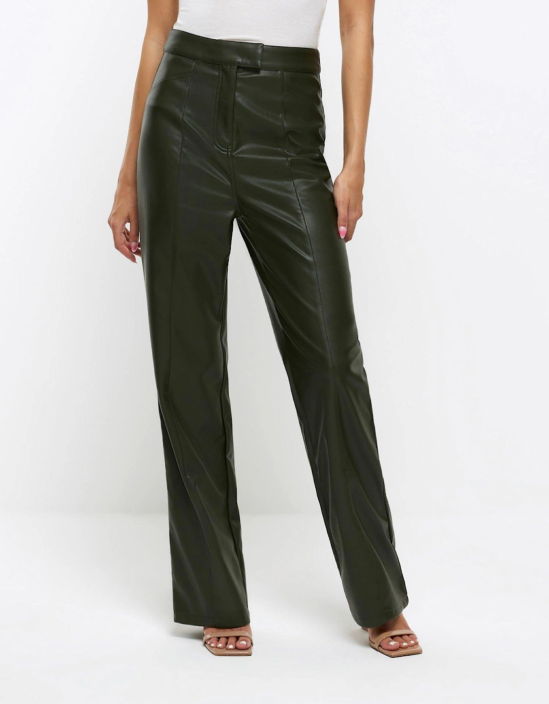 Faux Leather Straight Trousers, 2 of 1