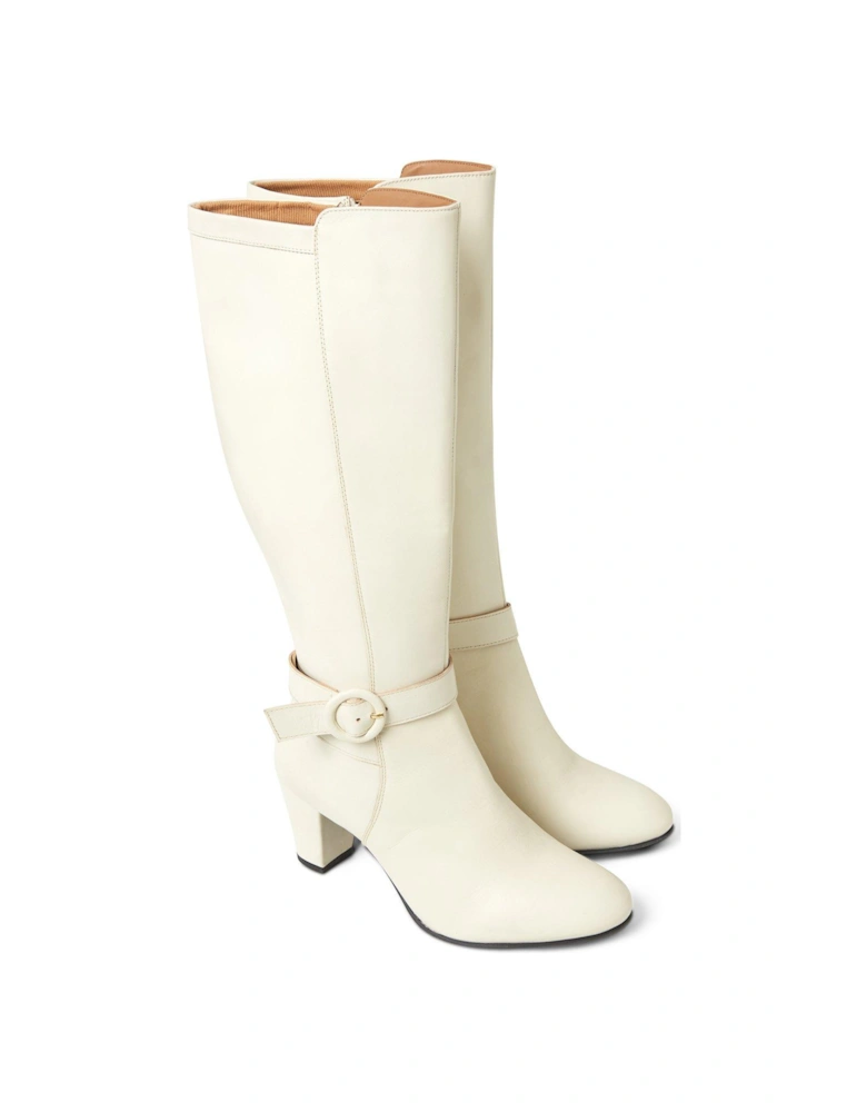 About Town Tall Leather Boots - White