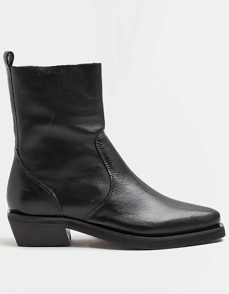 Leather Western Boot - Black