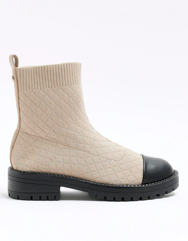 Quilted Sock Boot - Cream