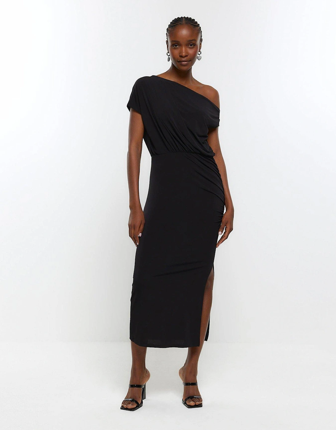 Drape Midi Dress - Black, 3 of 2