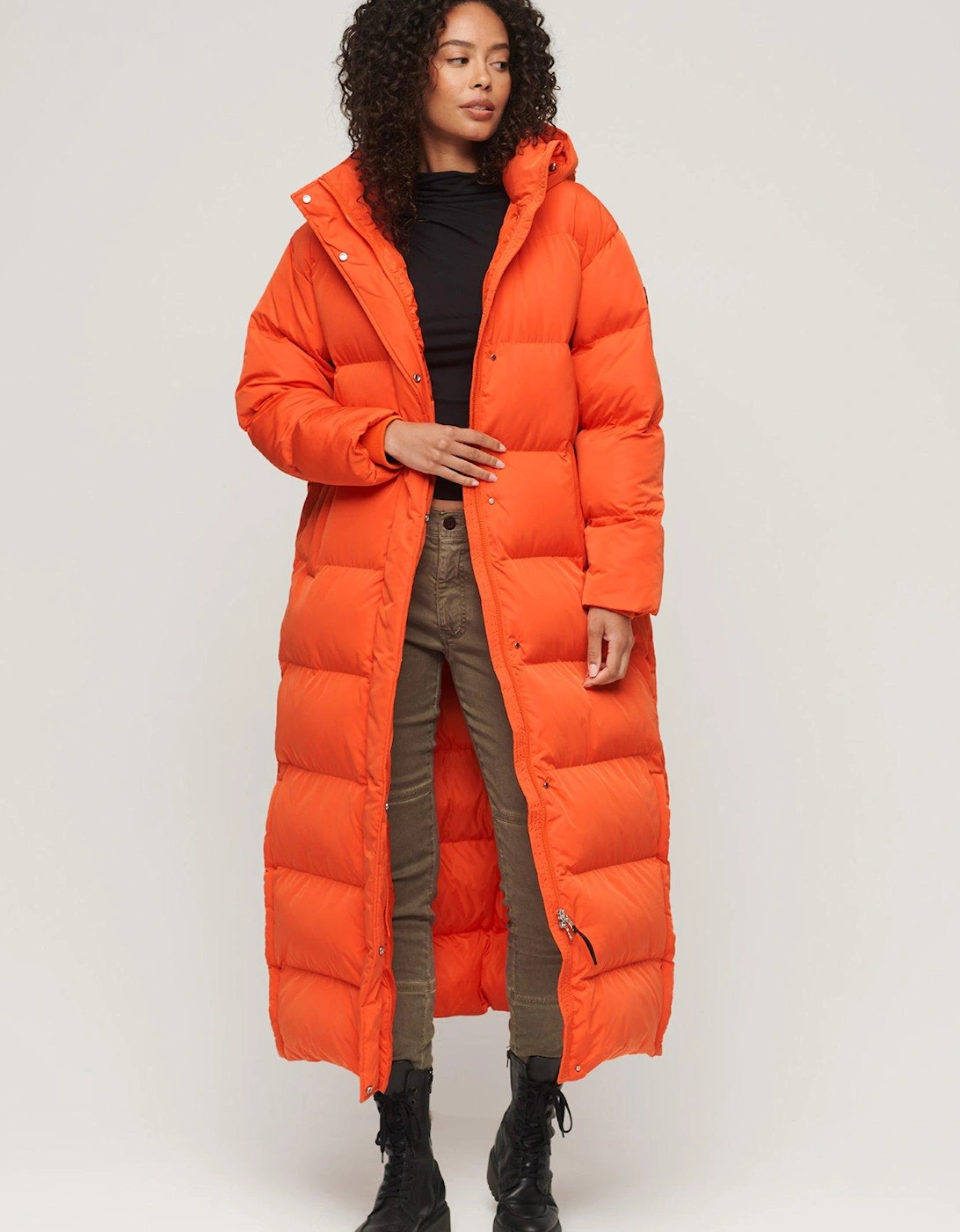 Maxi Hooded Puffer Coat - Orange, 6 of 5