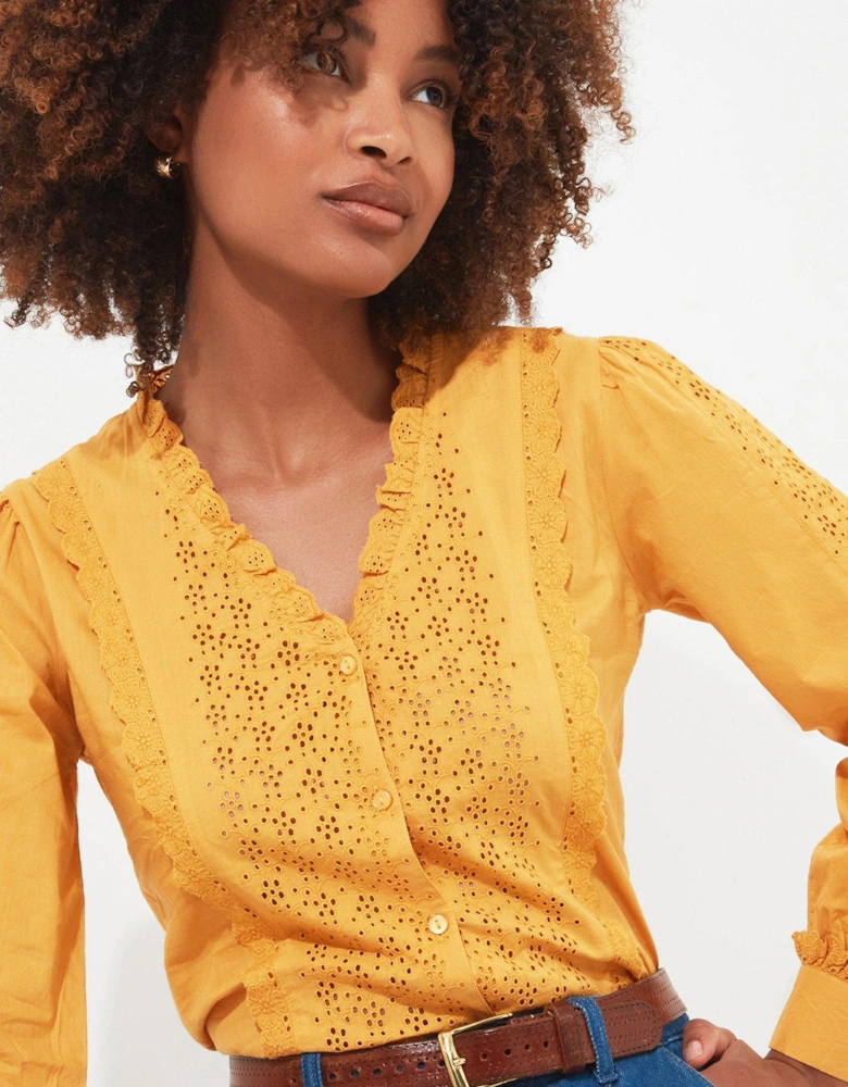 Gorgeous Broderie Blouse - Yellow