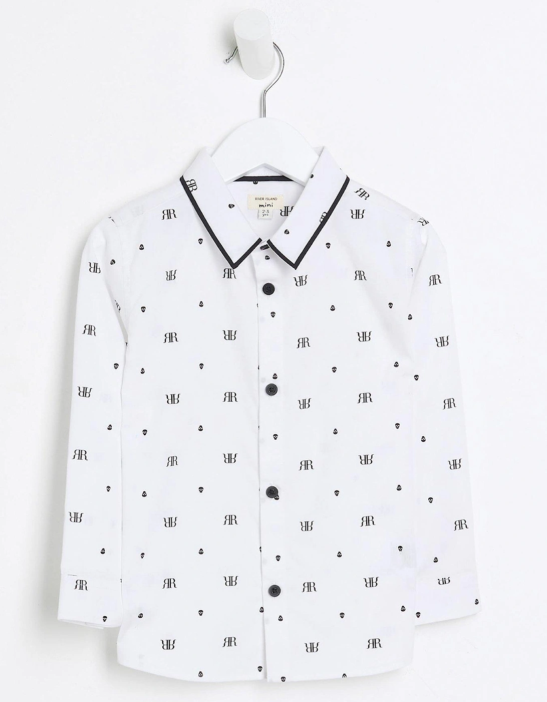 Mini Mini Boys Printed Smart Shirt - White, 3 of 2