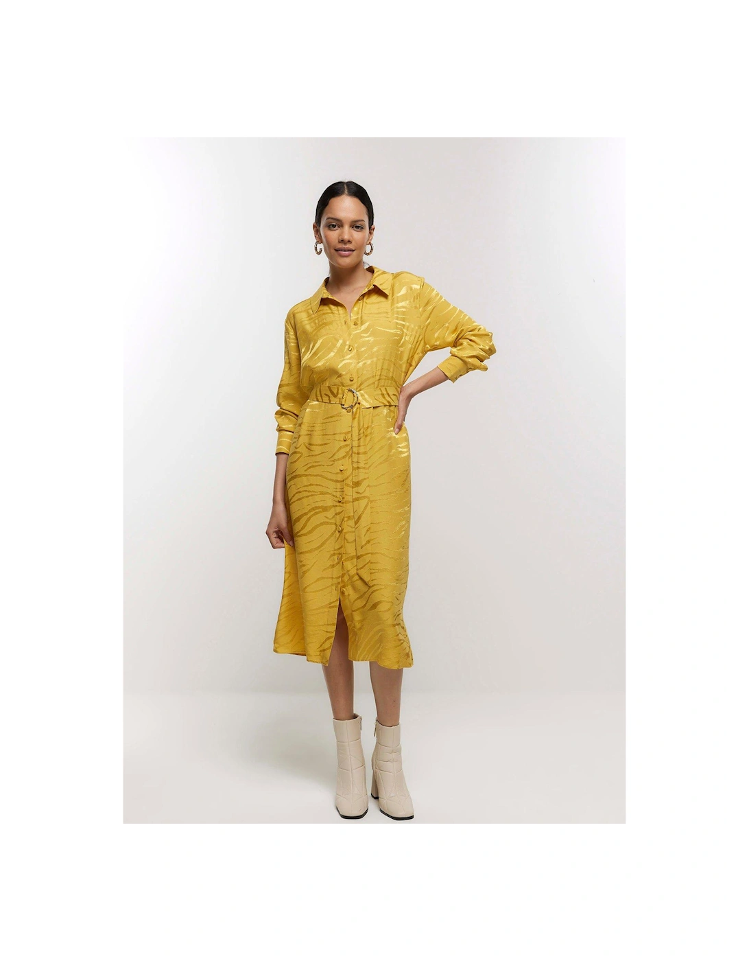 Belted Shirt Dress - Yellow, 3 of 2