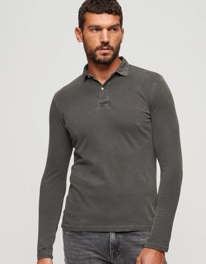Studios Long Sleeve Jersey Polo Shirt - Dark Grey