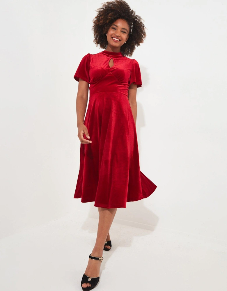 Valencia Velour Dress - Red