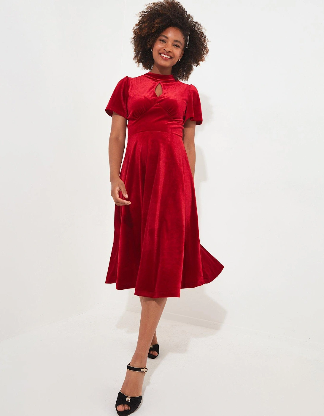 Valencia Velour Dress - Red, 2 of 1