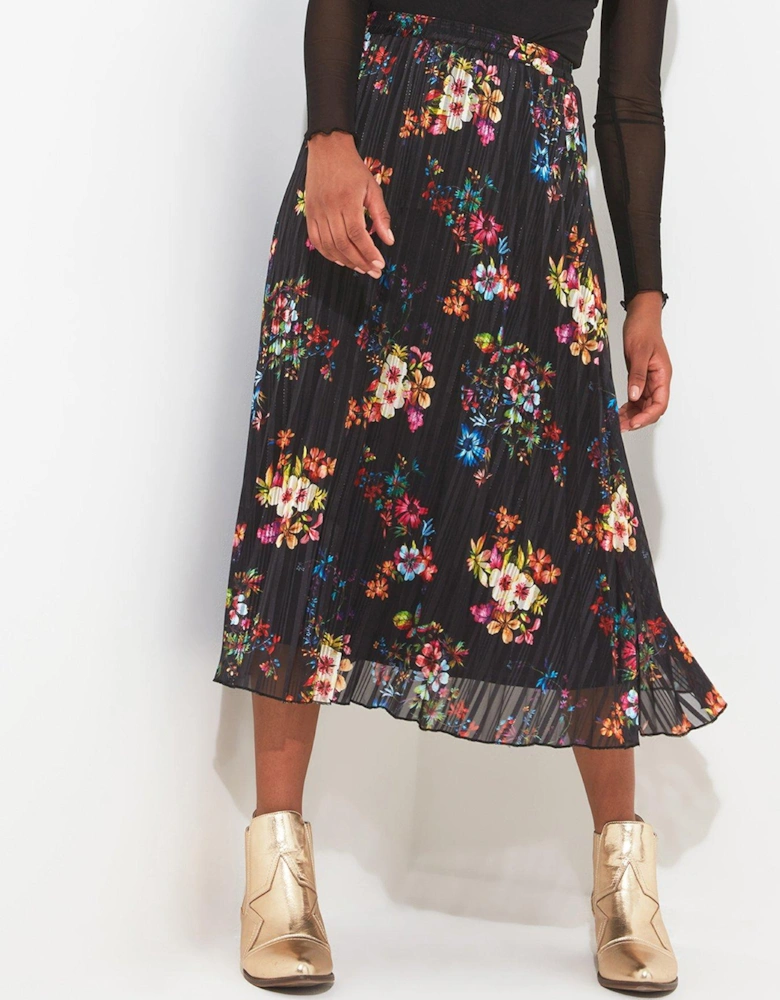 Pop Of Colour Pleated Skirts - Black