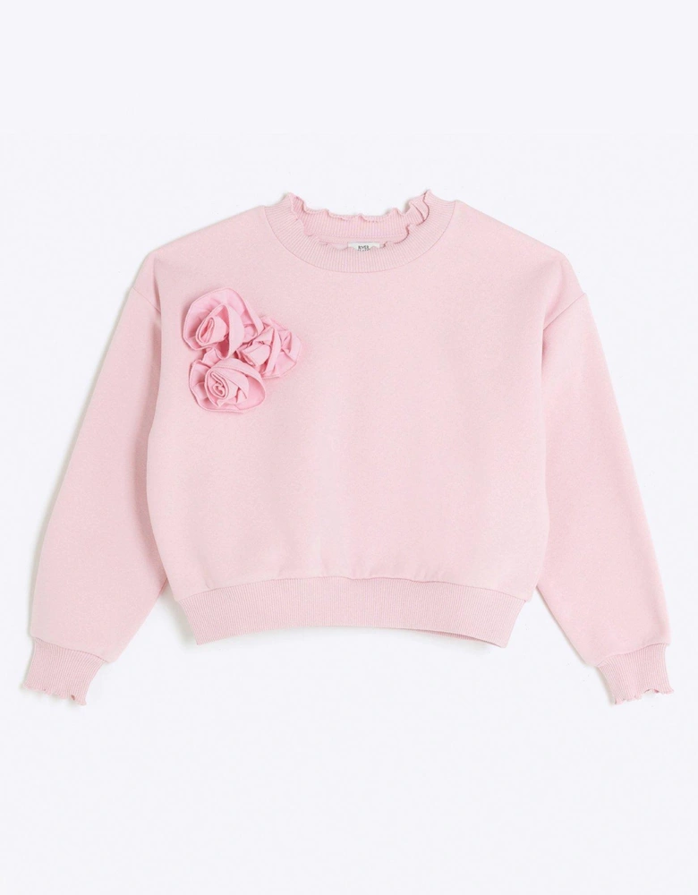 Girls Corsage Sweatshirt - Pink