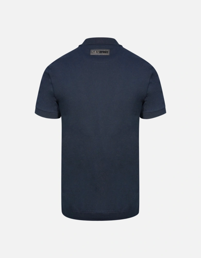 Plein Sport Block Chest Logo Navy Blue Polo Shirt