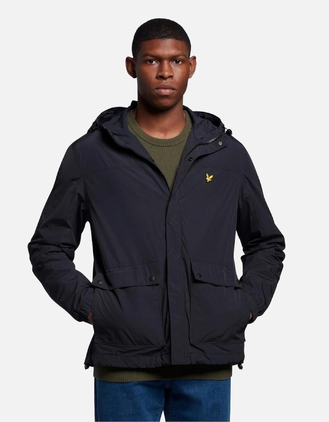 Lyle & Scott Branded Black Hooded Parka Jacket