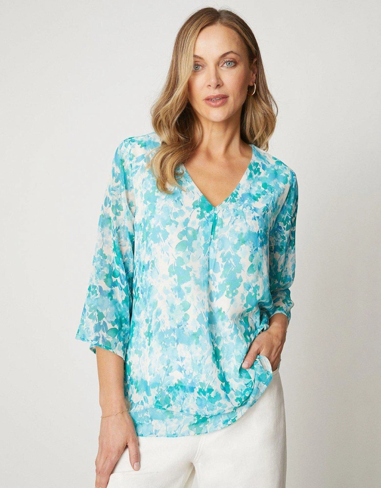 Printed Double Layer Top - Blue