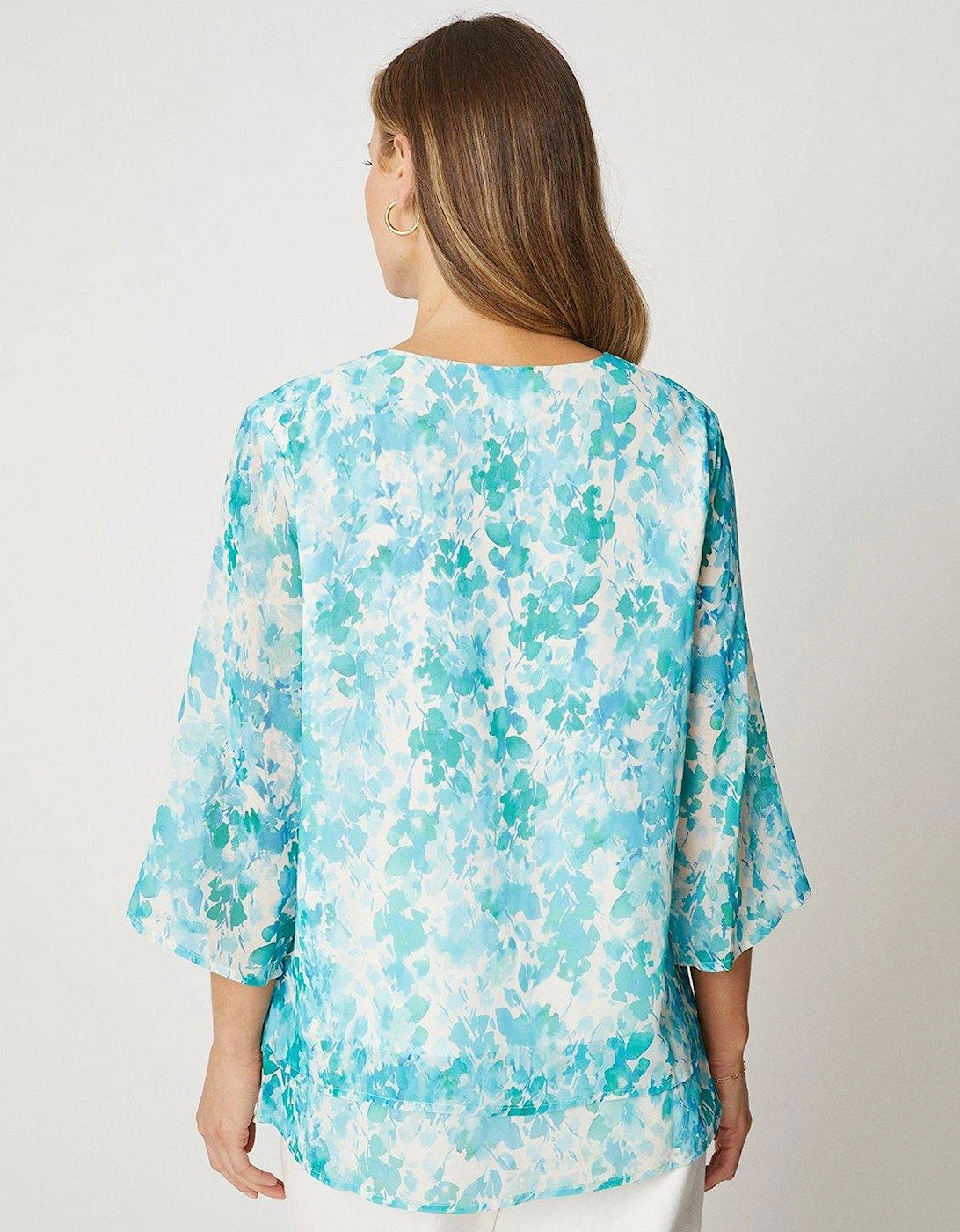 Printed Double Layer Top - Blue