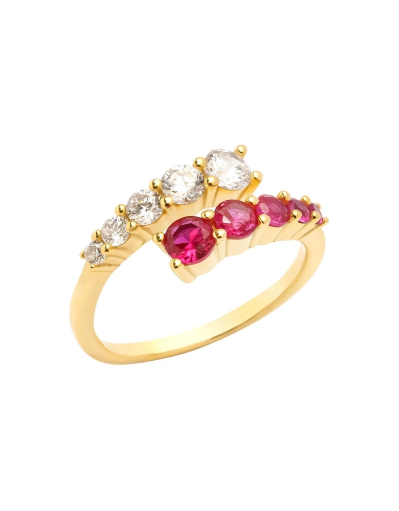 18ct Gold Plated Sterling Silver Ruby Cubic Zirconia Ring