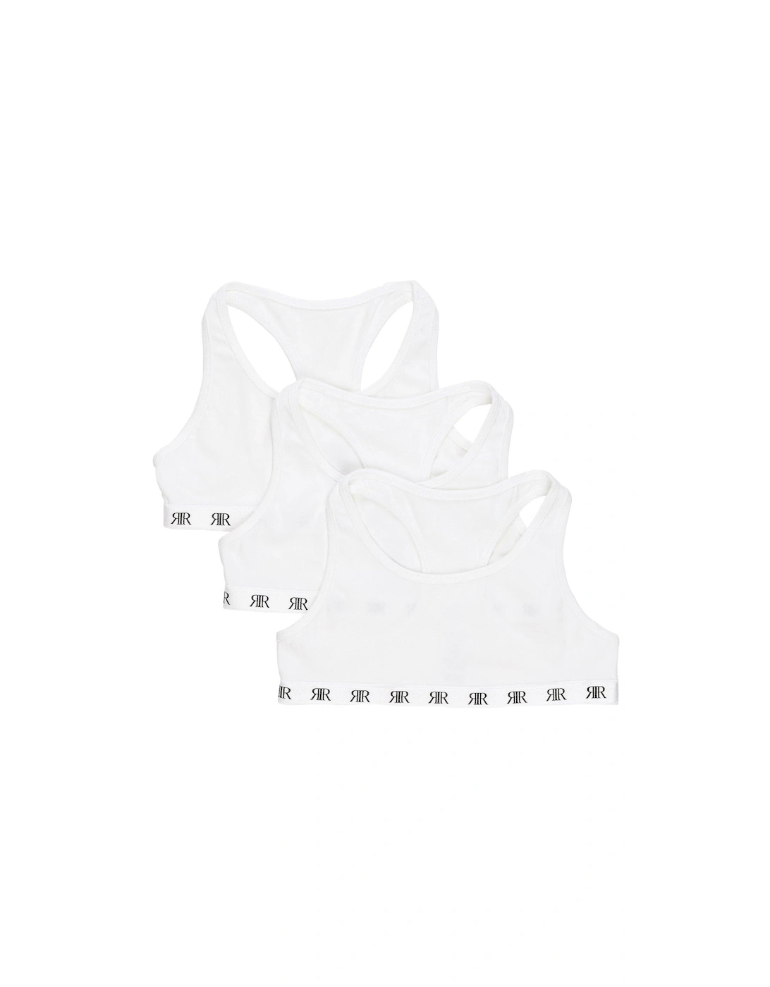 Girls Branded Racer Back Crop Top Pack - White, 3 of 2